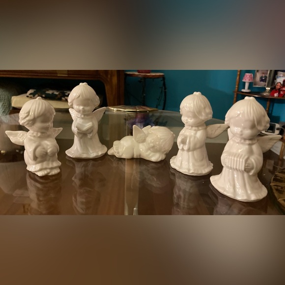 Set of 5 Adorable, White Ceramic Cherubs/Angels. Preowned - Picture 11 of 11